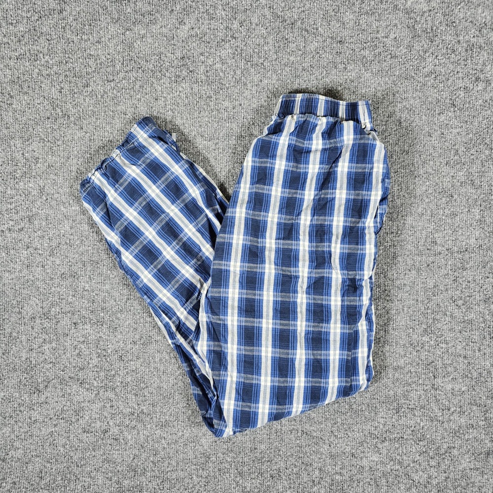 Polo‎ Ralph Lauren Men's Sleepwear Pajama Pants Size M/M Blue Plaid Cotton Flaws